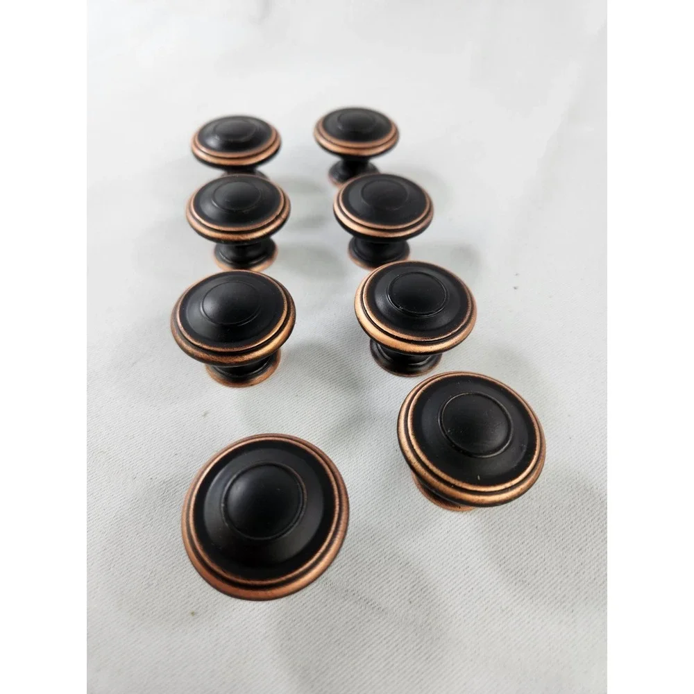Lot of 8 Bronze Black Copper Round Metal Drawer Cabinet Dresser Desk Knob Pulls